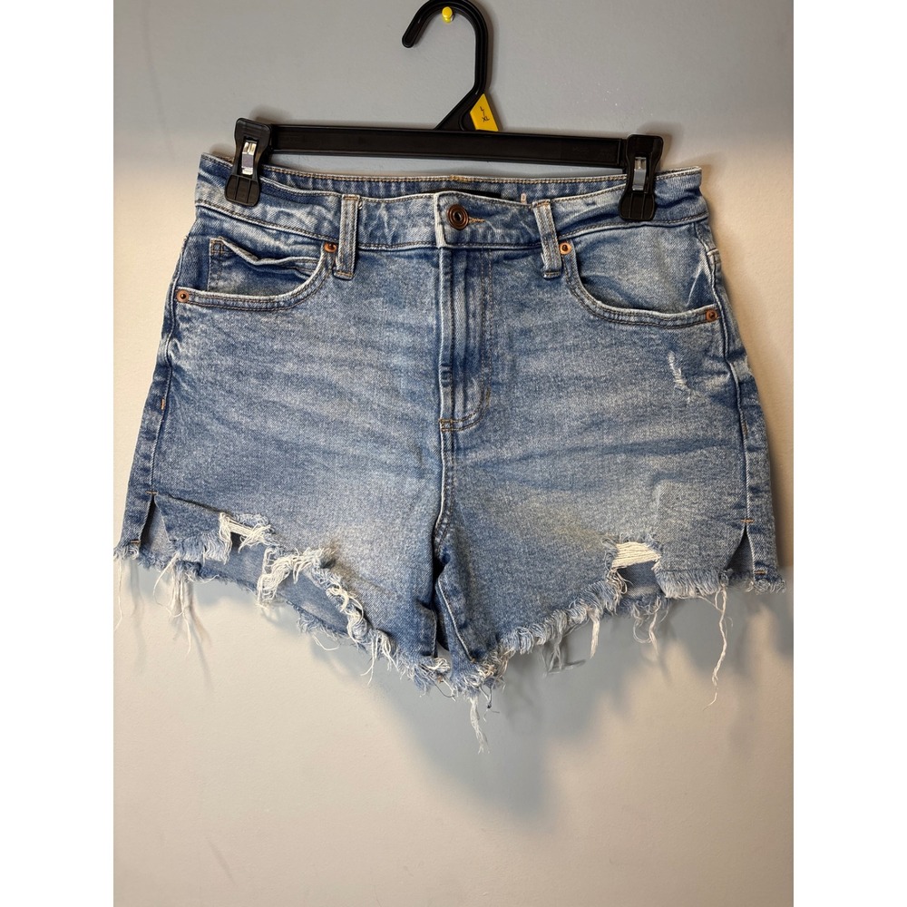 BCBGeneration Womens‎ Distressed Denim Shorts Light Wash Frayed Hem Size 7/28